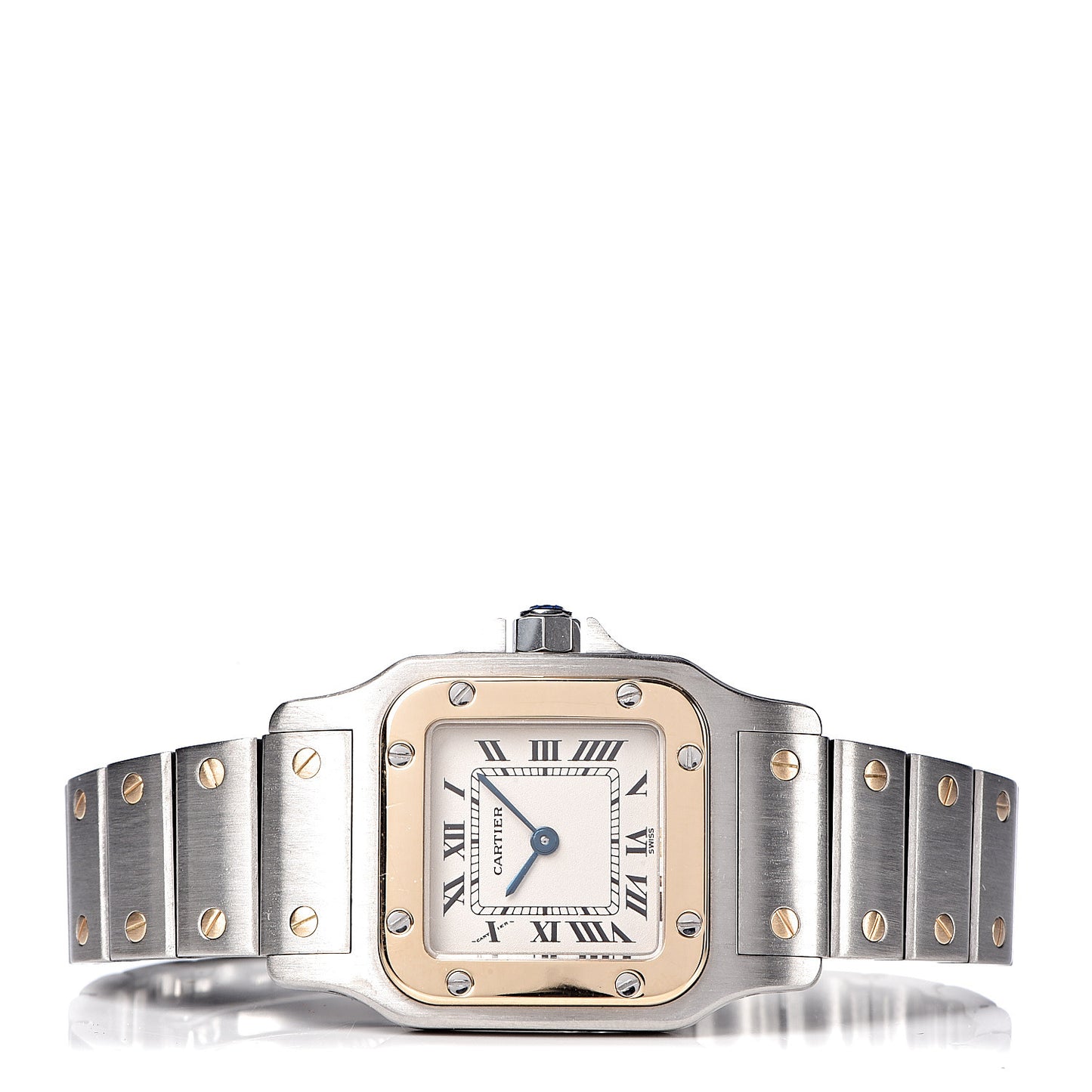 Stainless Steel 18K Yellow Gold 24mm Santos De Cartier Galbee Quartz Watch