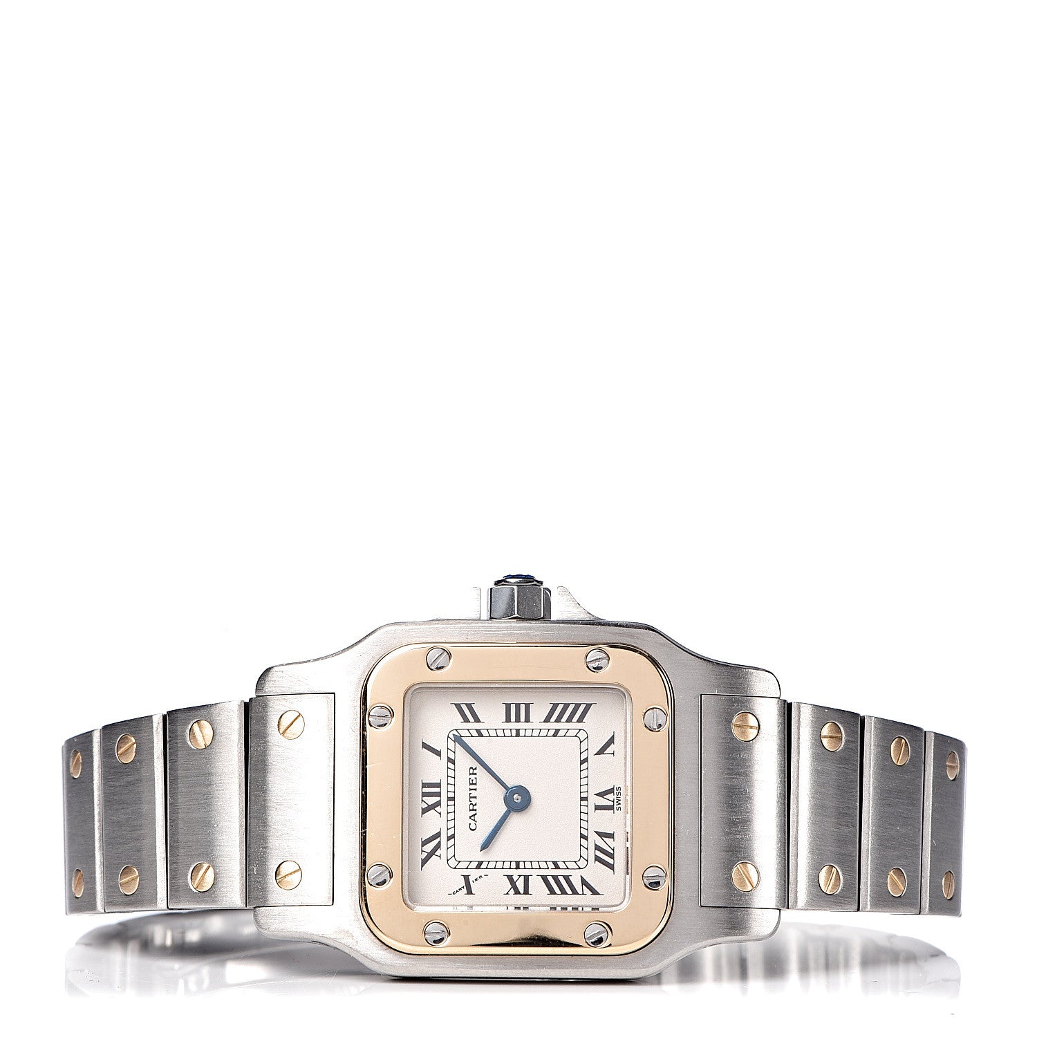 Cartier Stainless Steel 18K Yellow Gold 24mm Santos De Cartier Galbee Quartz Watch 3 of 7