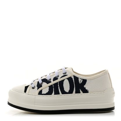 Christian Dior Canvas Embroidered Miss Dior Graffiti Walk'N'Dior Platform Sneakers 37 White Deep Blue 1 of 8