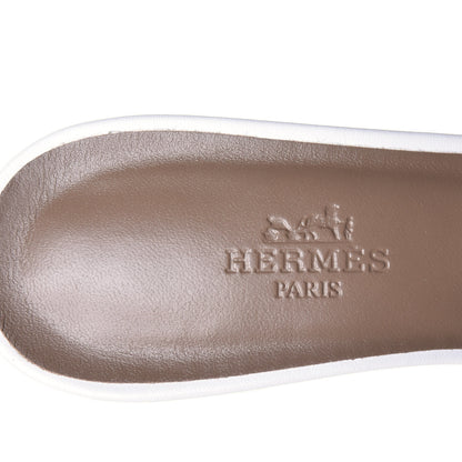 Hermes Calfskin Oasis Sandals 37.5 White Piqures Havane 7 of 9