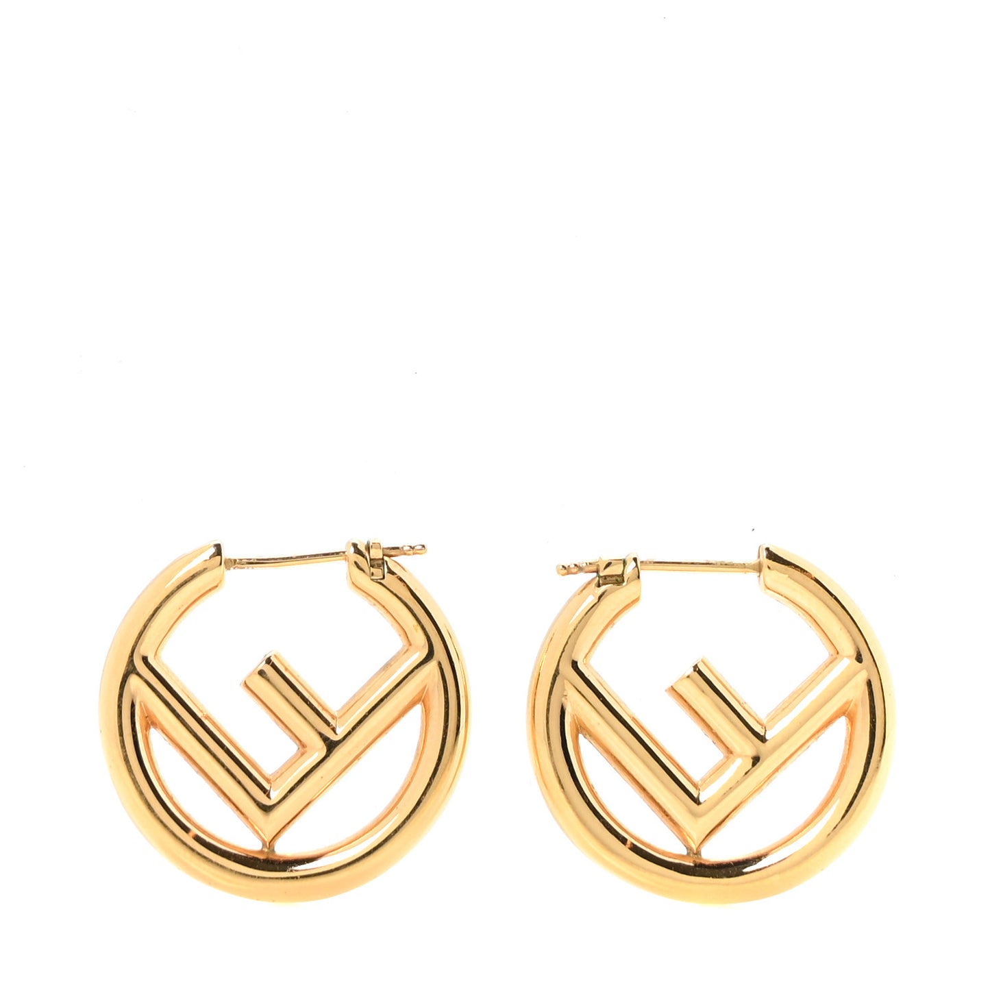 Metal F is Fendi Hoop Earrings Gold