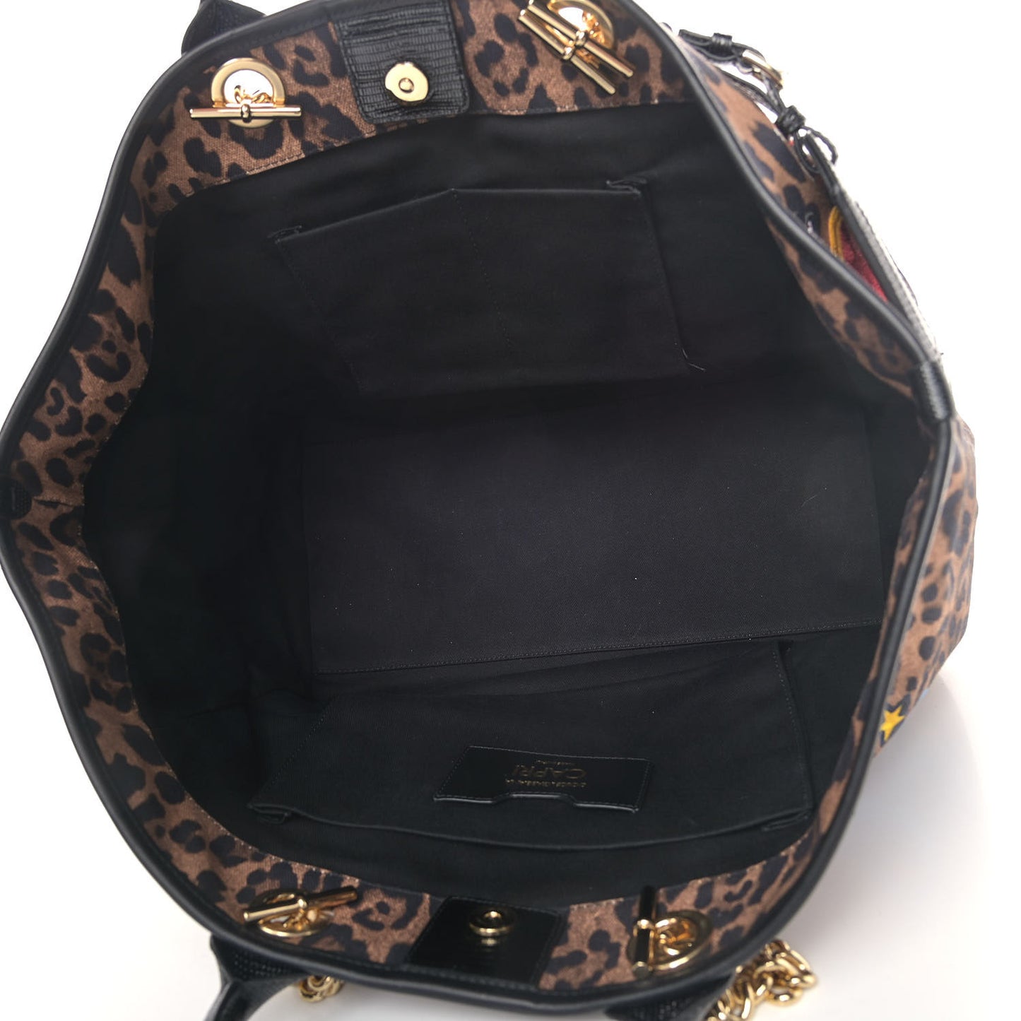 Canvas Leopard Graffiti Print Iguana Amore Tote Black Multicolor