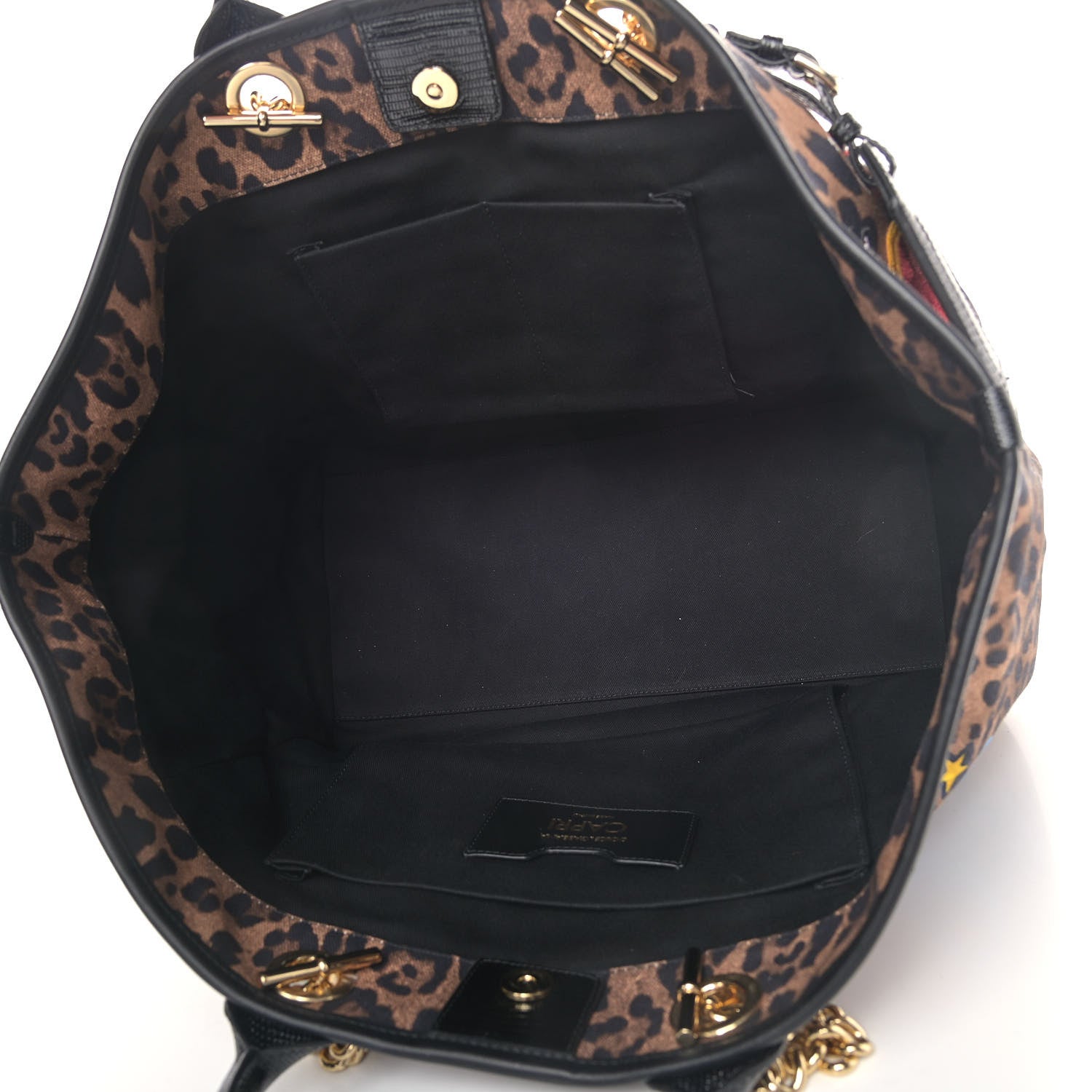 Dolce & Gabbana Canvas Leopard Graffiti Print Iguana Amore Tote Black Multicolor 4 of 4