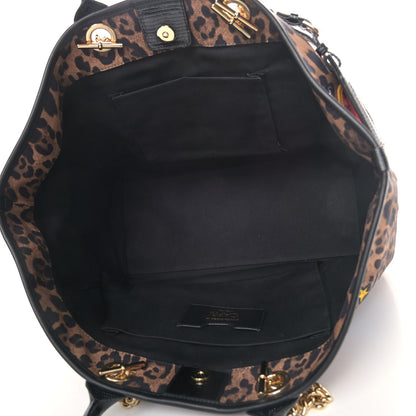 Dolce & Gabbana Canvas Leopard Graffiti Print Iguana Amore Tote Black Multicolor 4 of 4