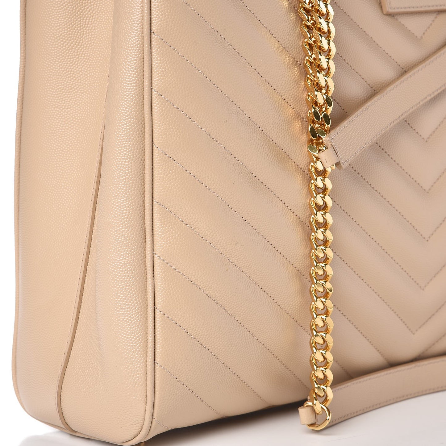 Grain De Poudre Matelasse Chevron Monogram Shopping Bag Nude Powder