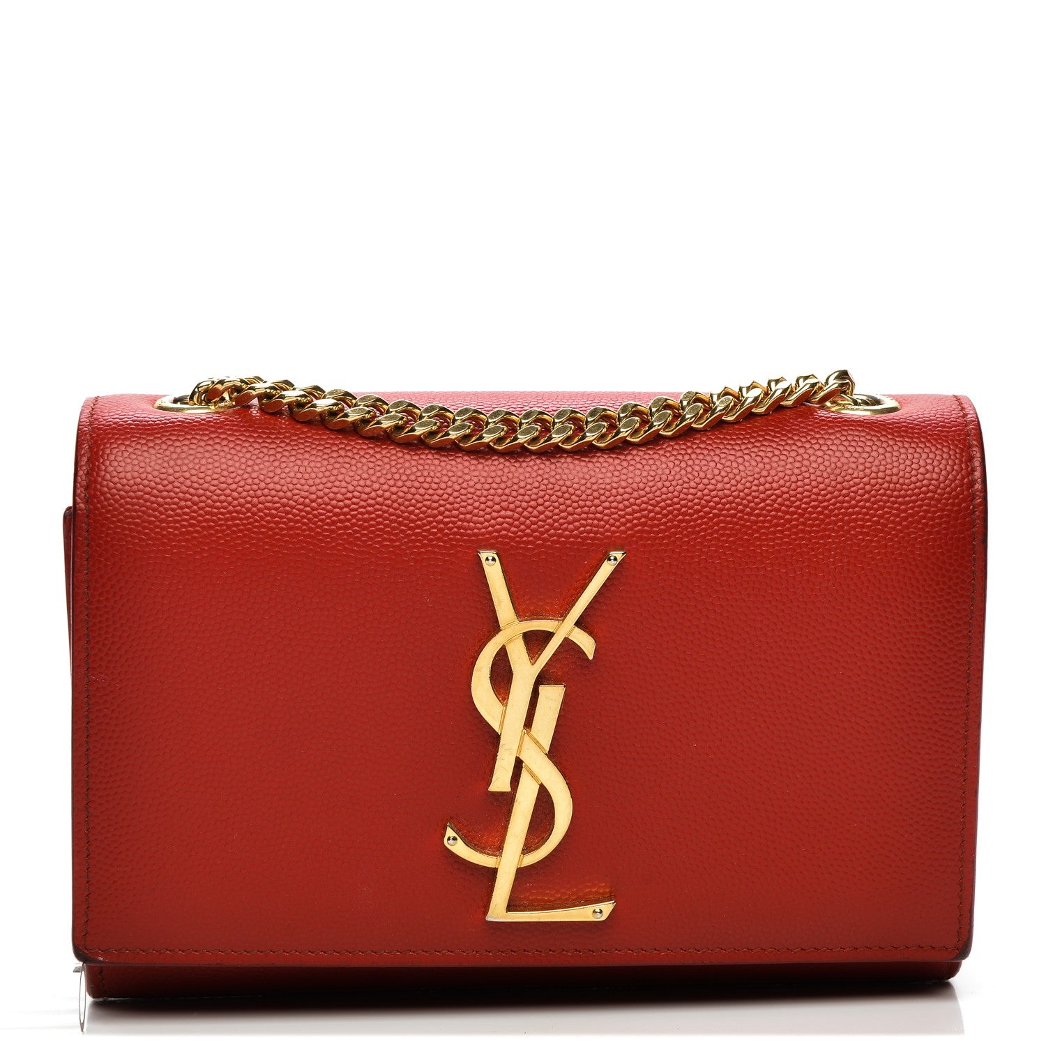 Saint Laurent Grain De Poudre Small Classic Monogram Satchel Vermillion 1 of 9