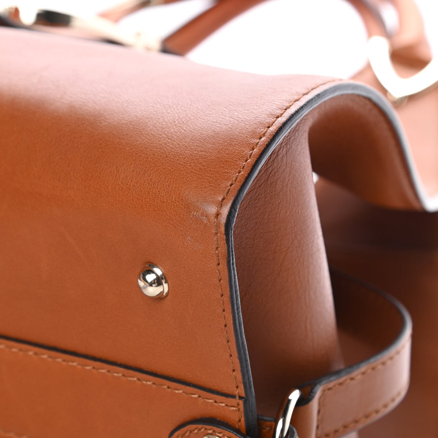 Calfskin Medium Stirrup Top Handle Bag Brown