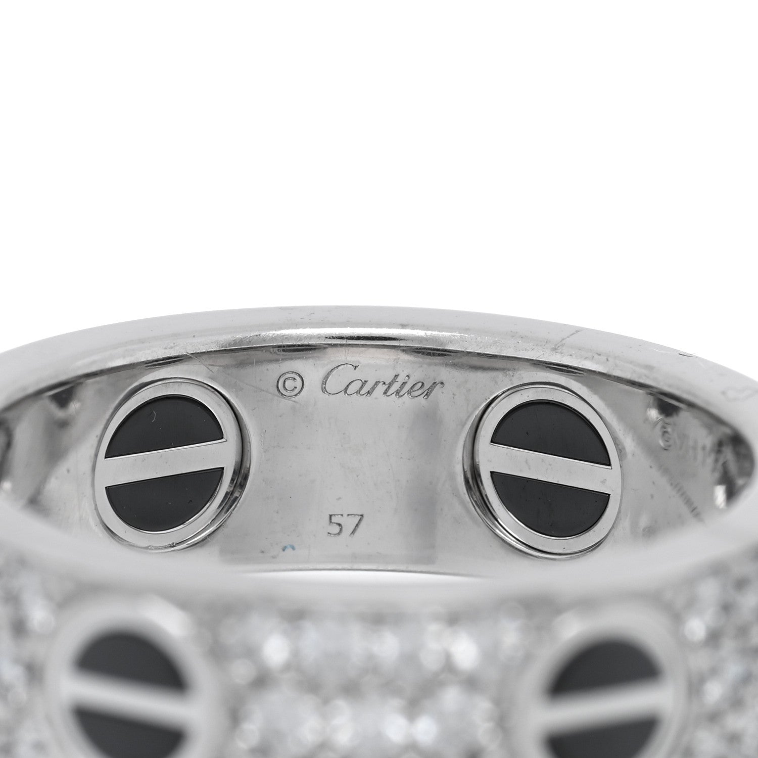 Cartier 18K White Gold Diamond Ceramic LOVE Paved Ring 57 8 4 of 5