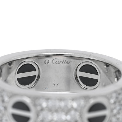 Cartier 18K White Gold Diamond Ceramic LOVE Paved Ring 57 8 4 of 5