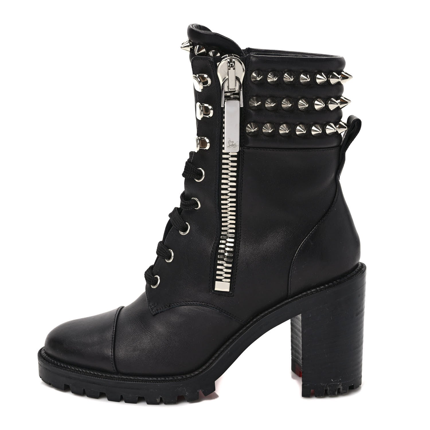 Christian Louboutin Calfskin Winter Spikes 70 Combat Boots 37 Black 1 of 9