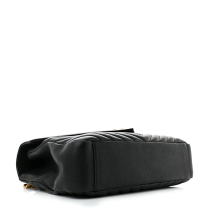 Saint Laurent Sheepskin Matelasse Chevron Monogram Large College Satchel Black 4 of 13