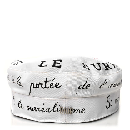 Christian Dior Canvas Printed Daydream Words Cap Hat 57 White 4 of 10
