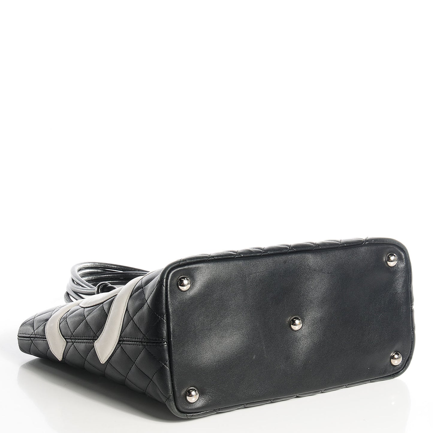 Calfskin Quilted Large Cambon Tote Black White