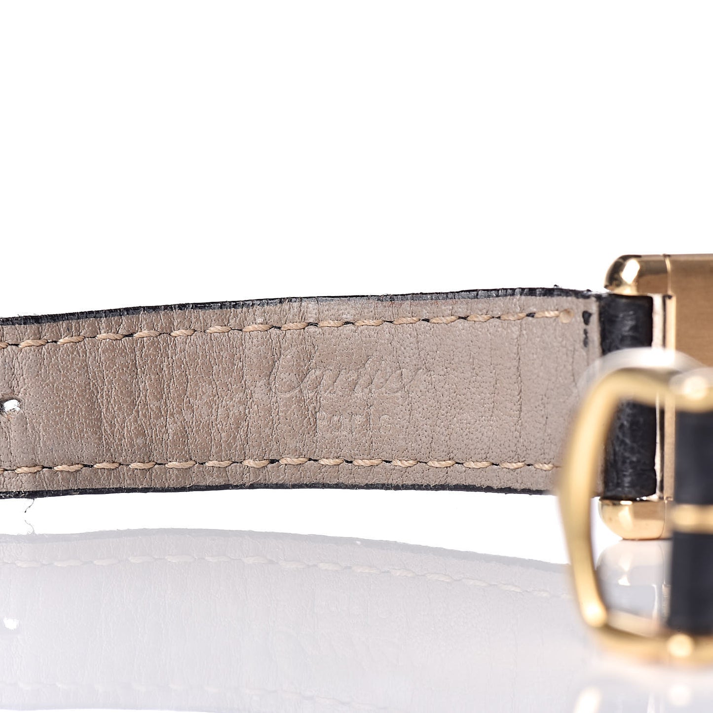 18K Yellow Gold Alligator 20mm Tank Louis Quartz Watch