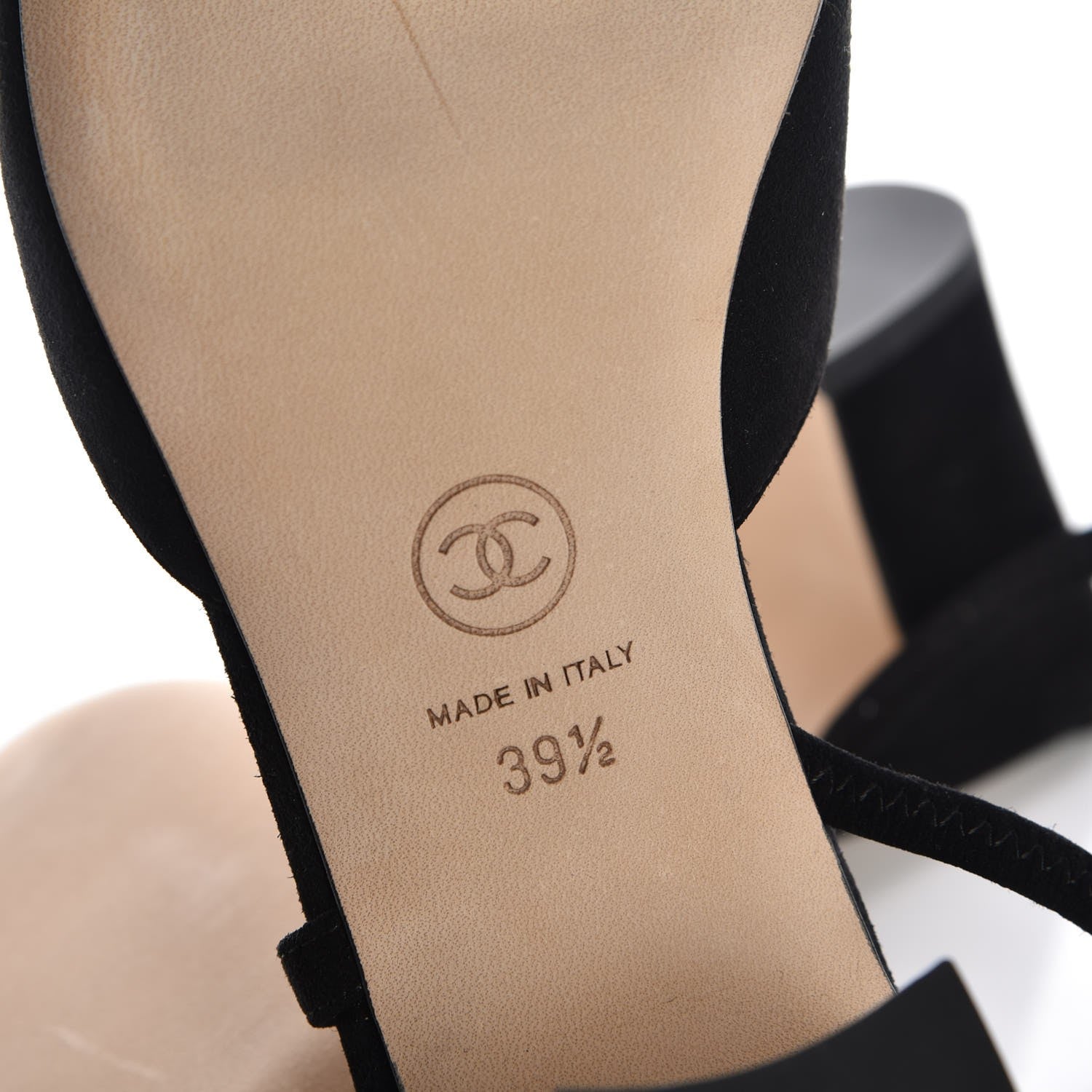 Chanel Kid Suede Metallic Lambskin Cap Toe CC Slingback Pumps 39.5 Black Silver 6 of 9