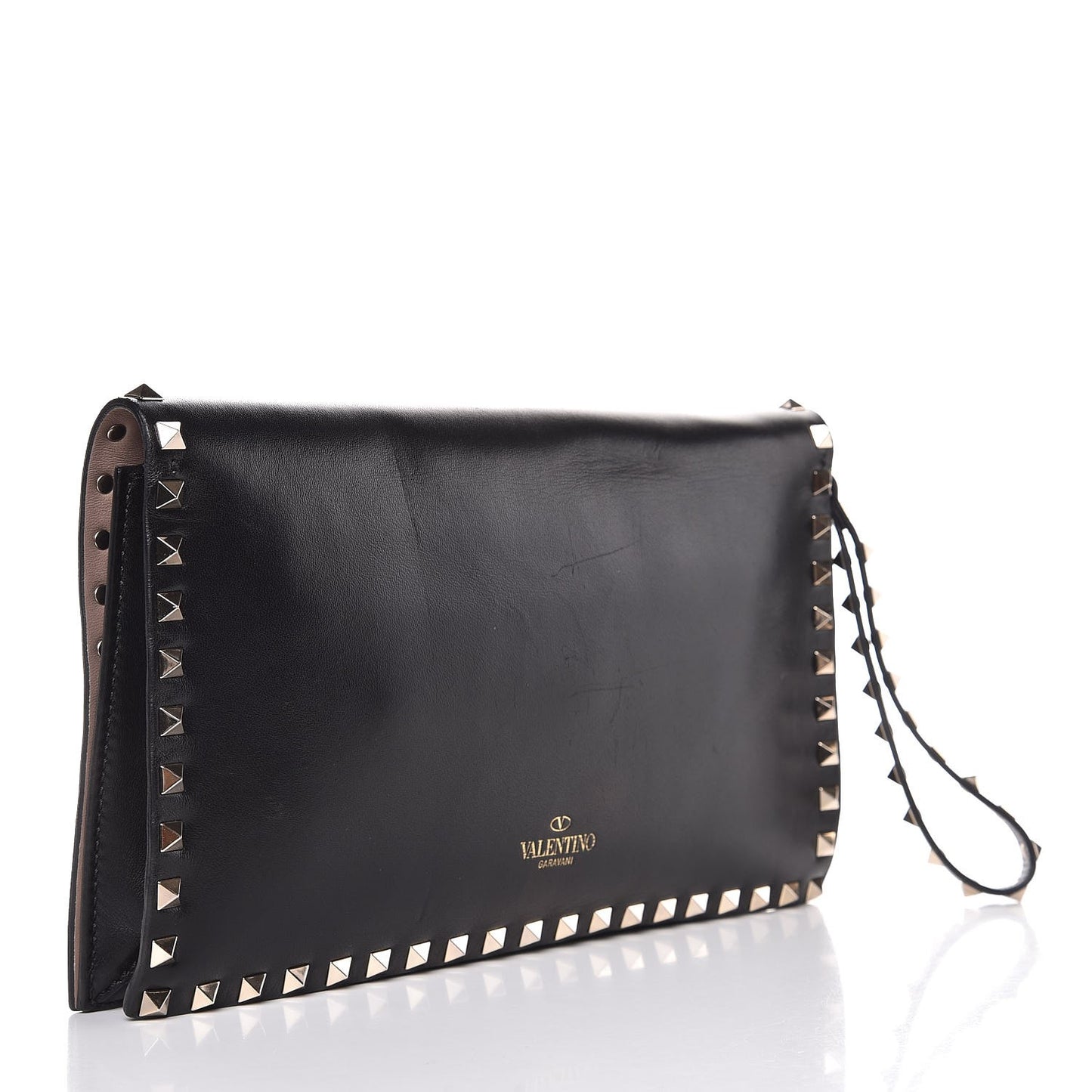 Nappa Rockstud Wristlet Clutch Black