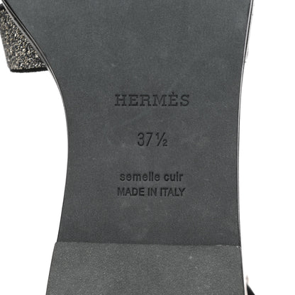 Hermes Satin Crystal Santorini Sandals 37.5 Black 7 of 11