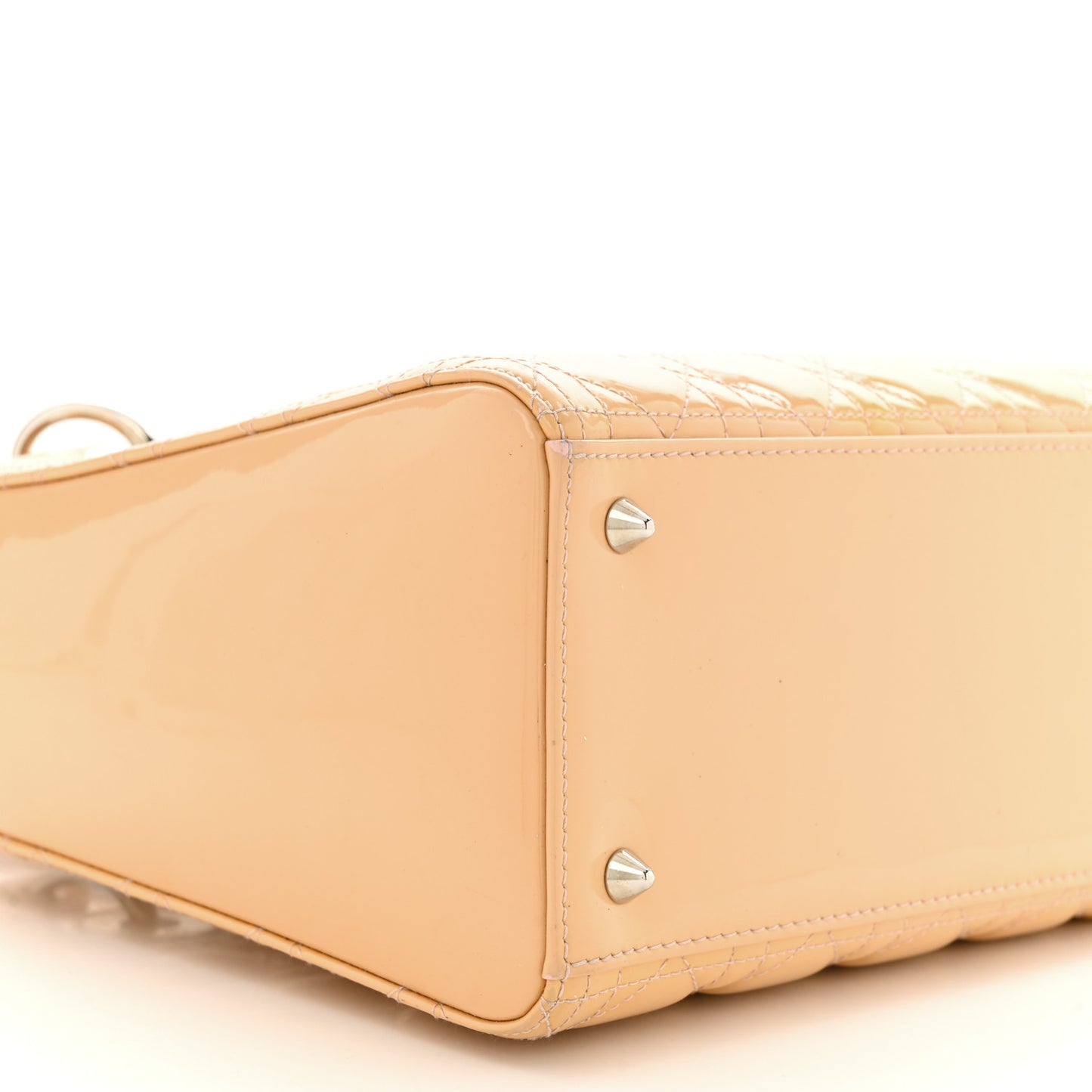 Patent Cannage Medium Lady Dior Beige