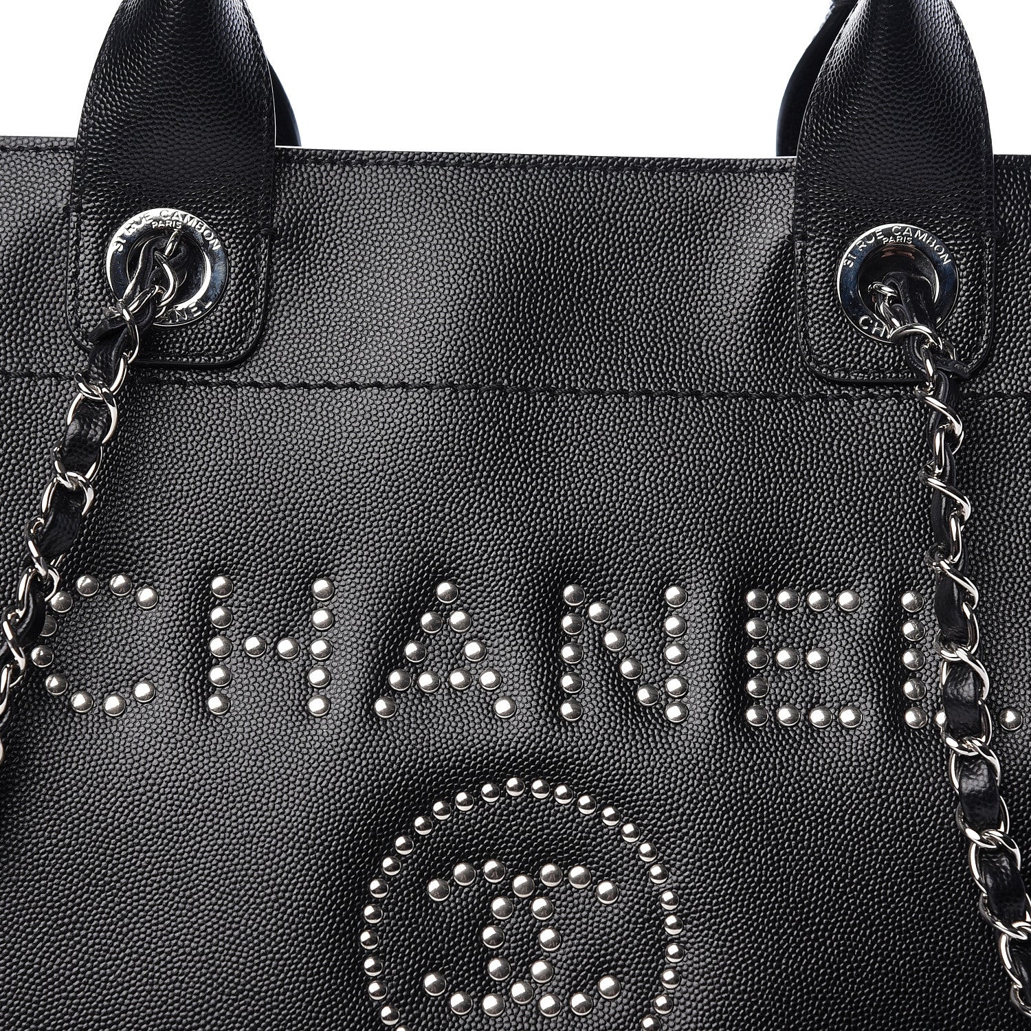 Chanel Caviar Medium Studded Deauville Tote Black 10 of 10