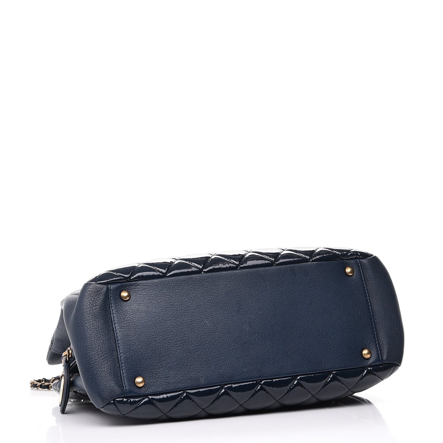 Patent Goatskin Quilted Small CC Eyelet Tote Blue