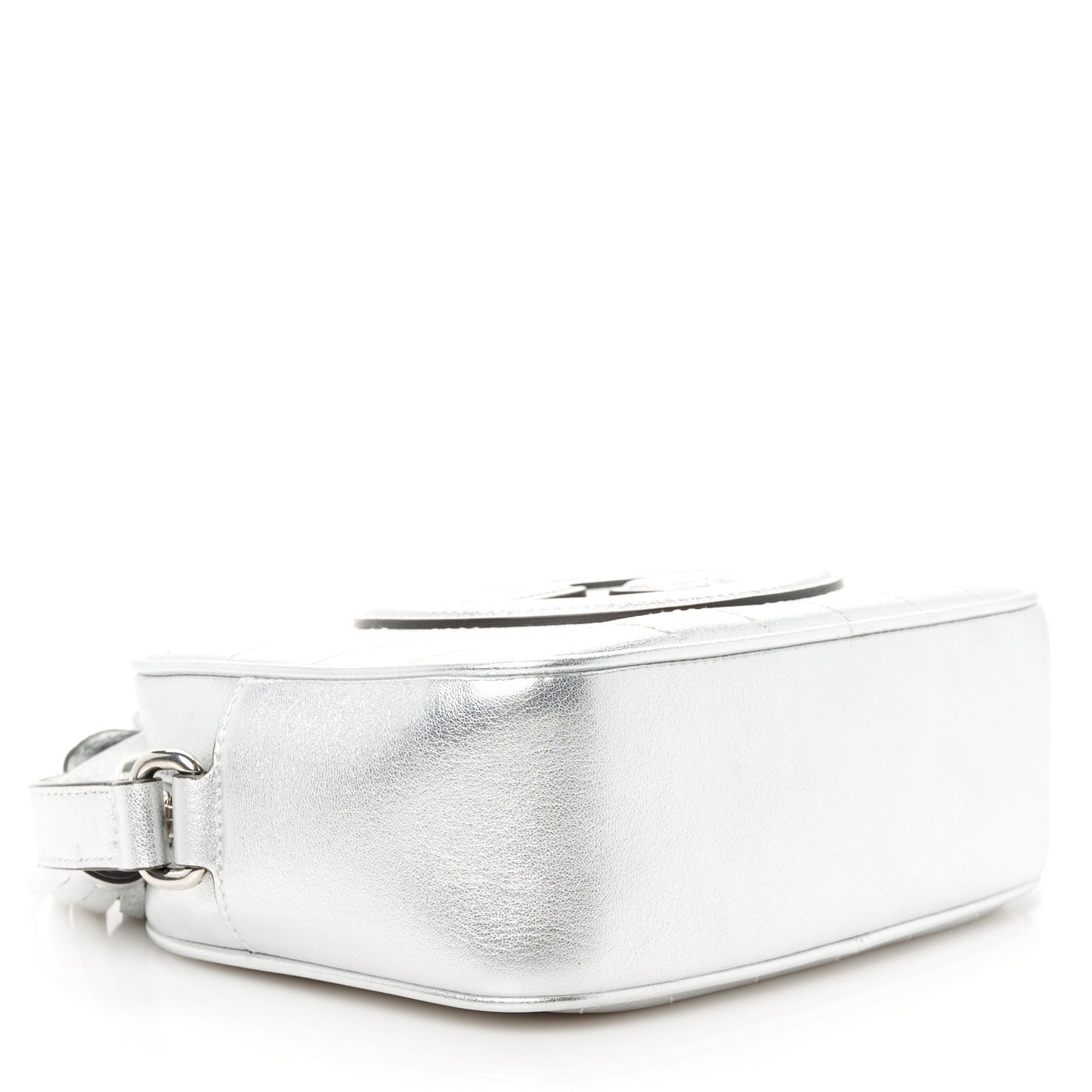 Metallic Sakai Be Green Calfskin Diagonal Stitched Small Blondie Shoulder Bag Silver