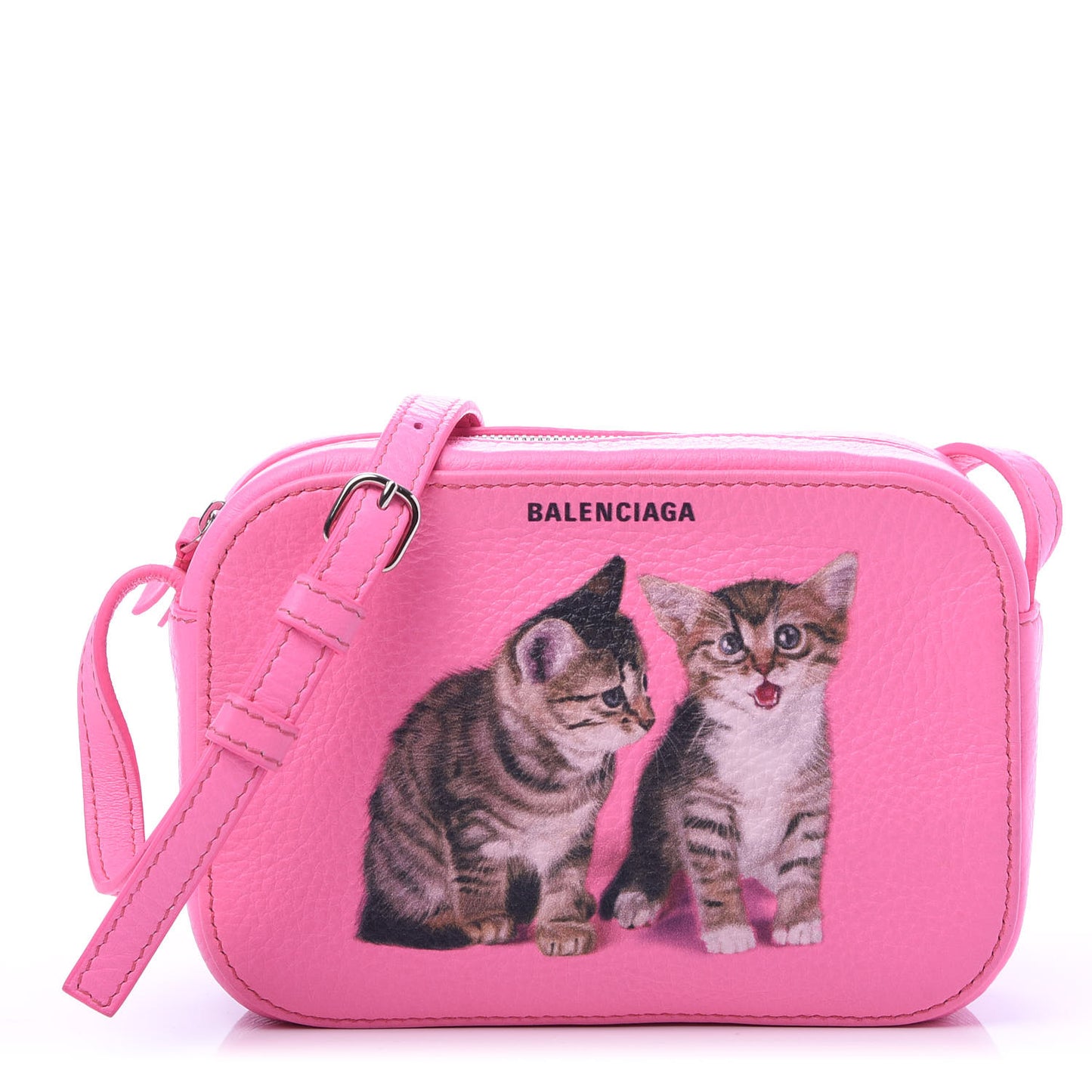 Calfskin Kittens Logo XS Everyday Camera Bag Acid Pink