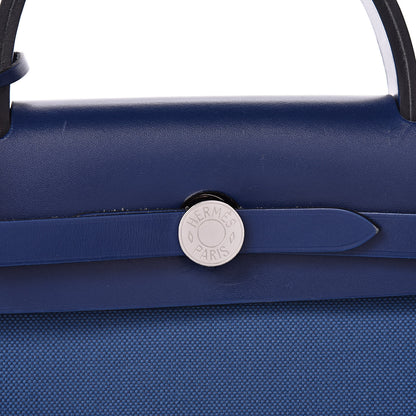 Hermes Vache Hunter Toile Herbag Zip 31 PM Bleu Brighton Bleu Saphir 11 of 16
