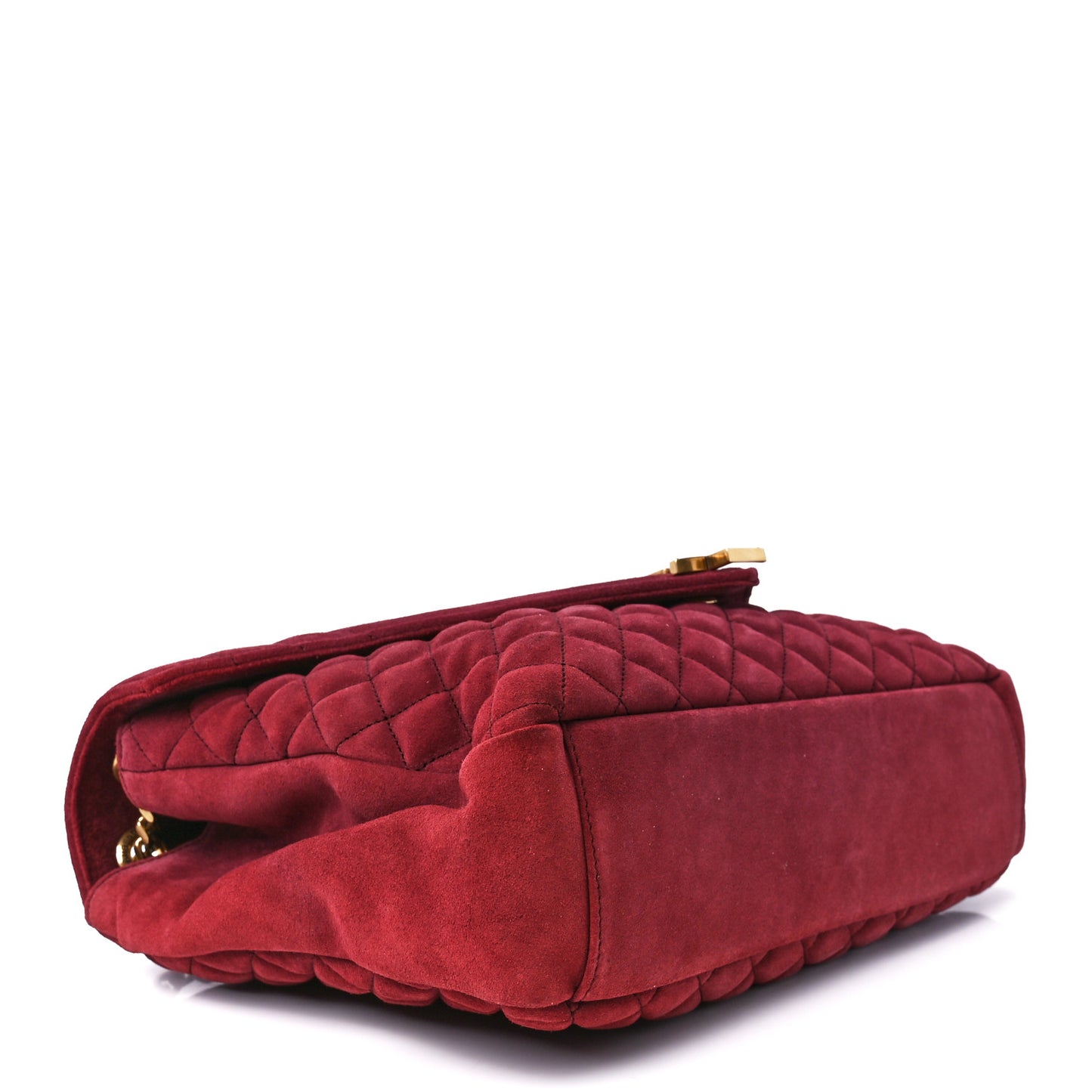 Suede Mixed Matelasse Tri-Quilt Large Monogram Envelope Satchel Red