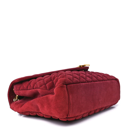 Saint Laurent Suede Mixed Matelasse Tri-Quilt Large Monogram Envelope Satchel Red 4 of 13