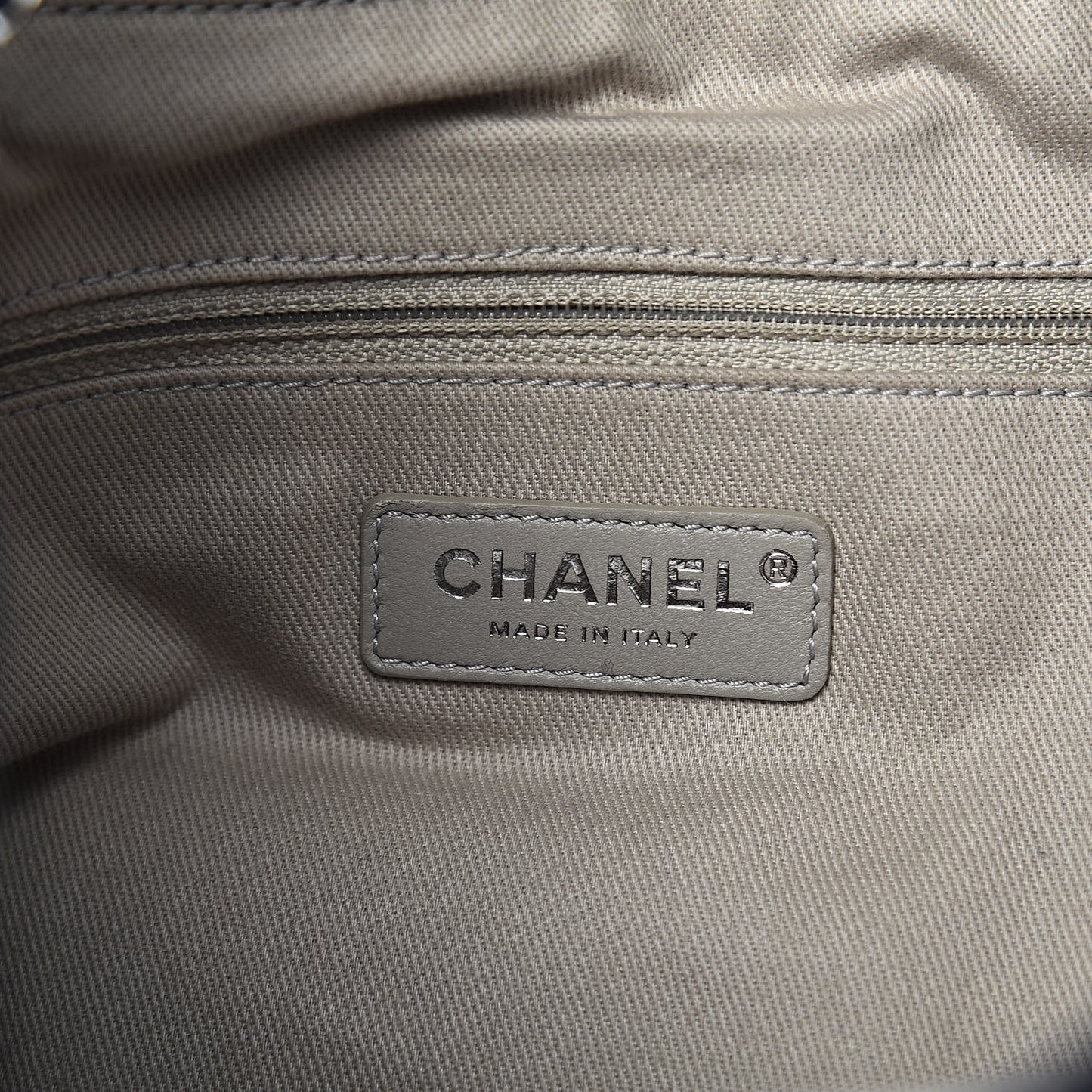 Striped Canvas Deauville Drawstring Bag Grey Black