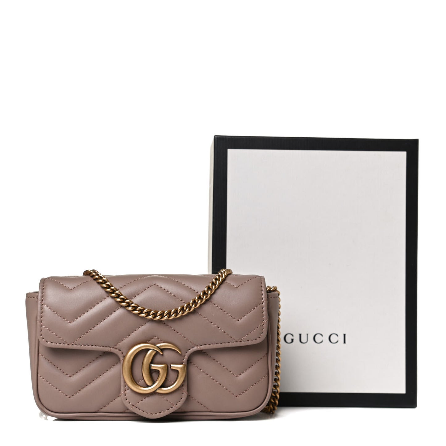 Calfskin Matelasse Super Mini GG Marmont Shoulder Bag Porcelain Rose