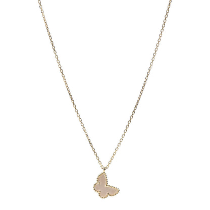 Van Cleef & Arpels 18K Yellow Gold Mother of Pearl Sweet Alhambra Butterfly Pendant Necklace 1 of 7