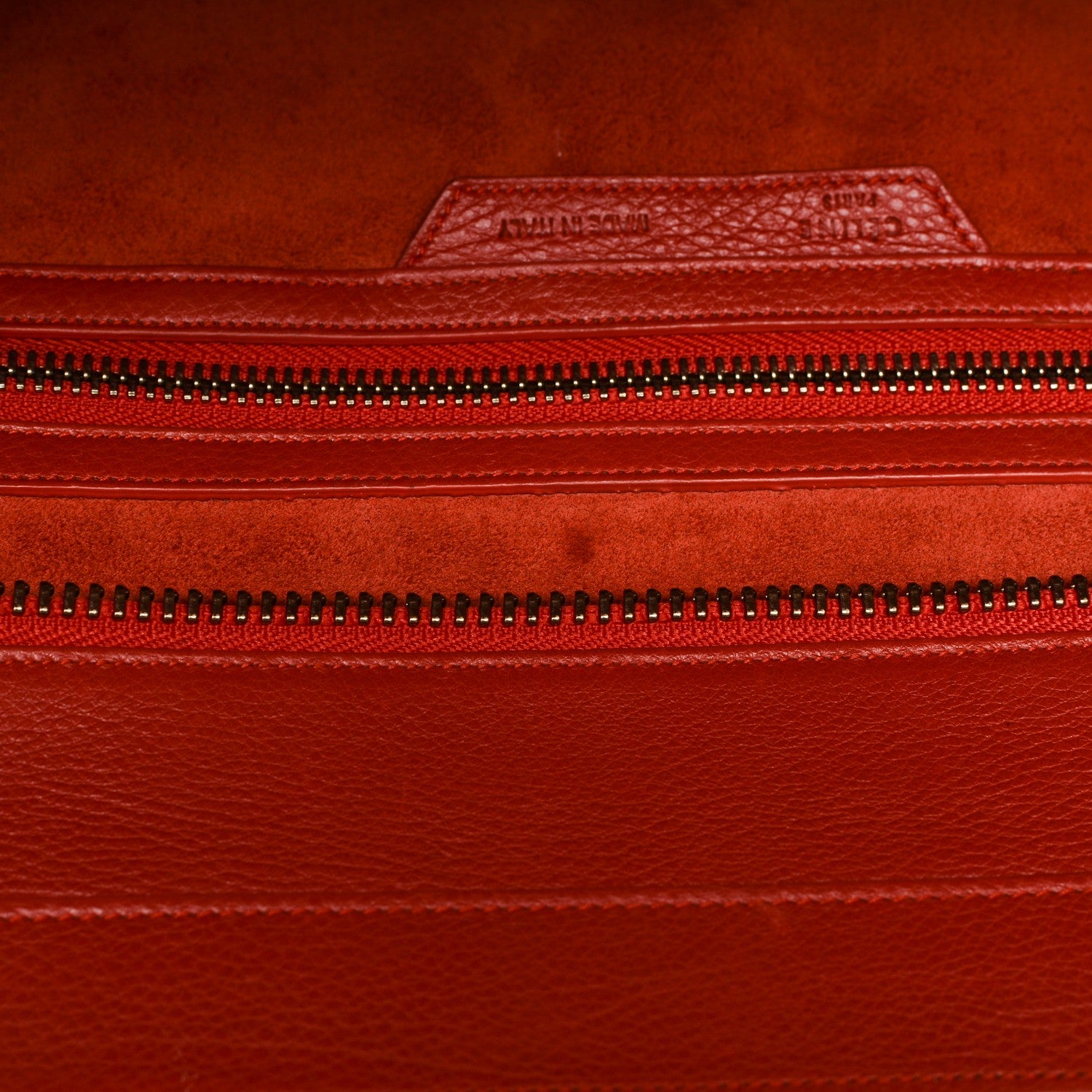 Celine Drummed Calfskin Mini Luggage Coquelicot 8 of 14