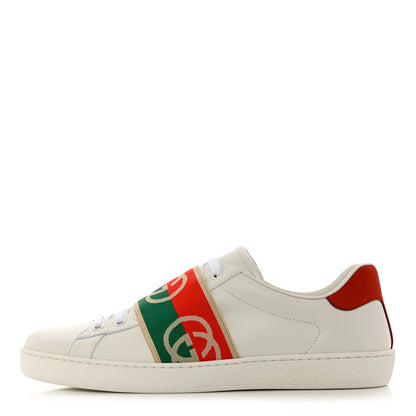 Gucci Calfskin Web Interlocking G Mens Ace Sneakers 8 White 1 of 9