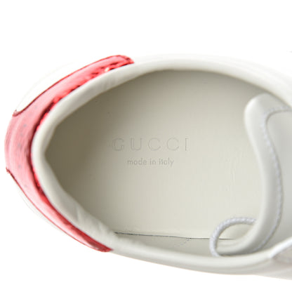 Gucci Calfskin Ayers Bee Embroidered Womens Ace Sneakers 37 White Green 8 of 9