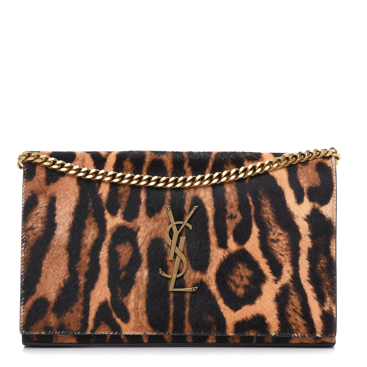 Saint Laurent Calf Hair Monogram Chain Wallet Leopard 1 of 14