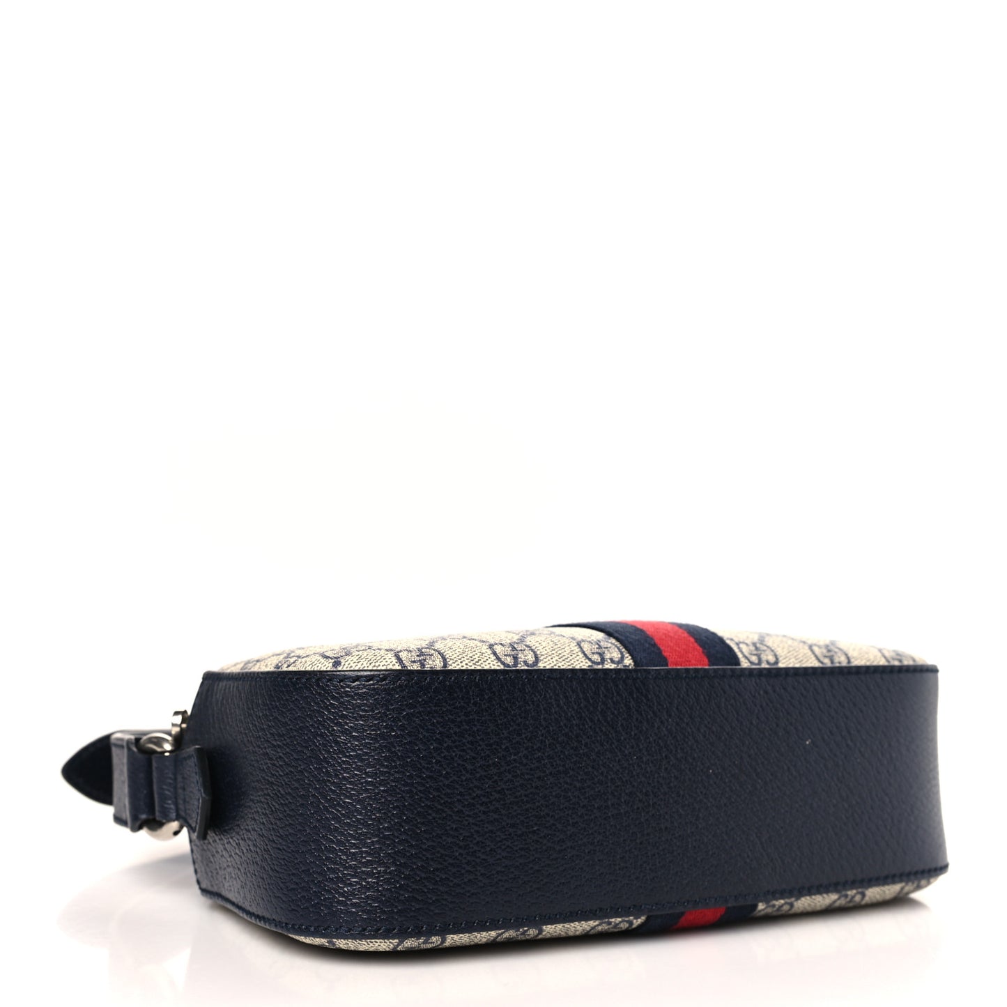 GG Supreme Monogram Textured Dollar Calfskin Web Small Ophidia Camera Bag Beige Blue