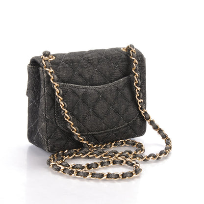 Chanel Denim Quilted Mini Square Flap Black 3 of 9