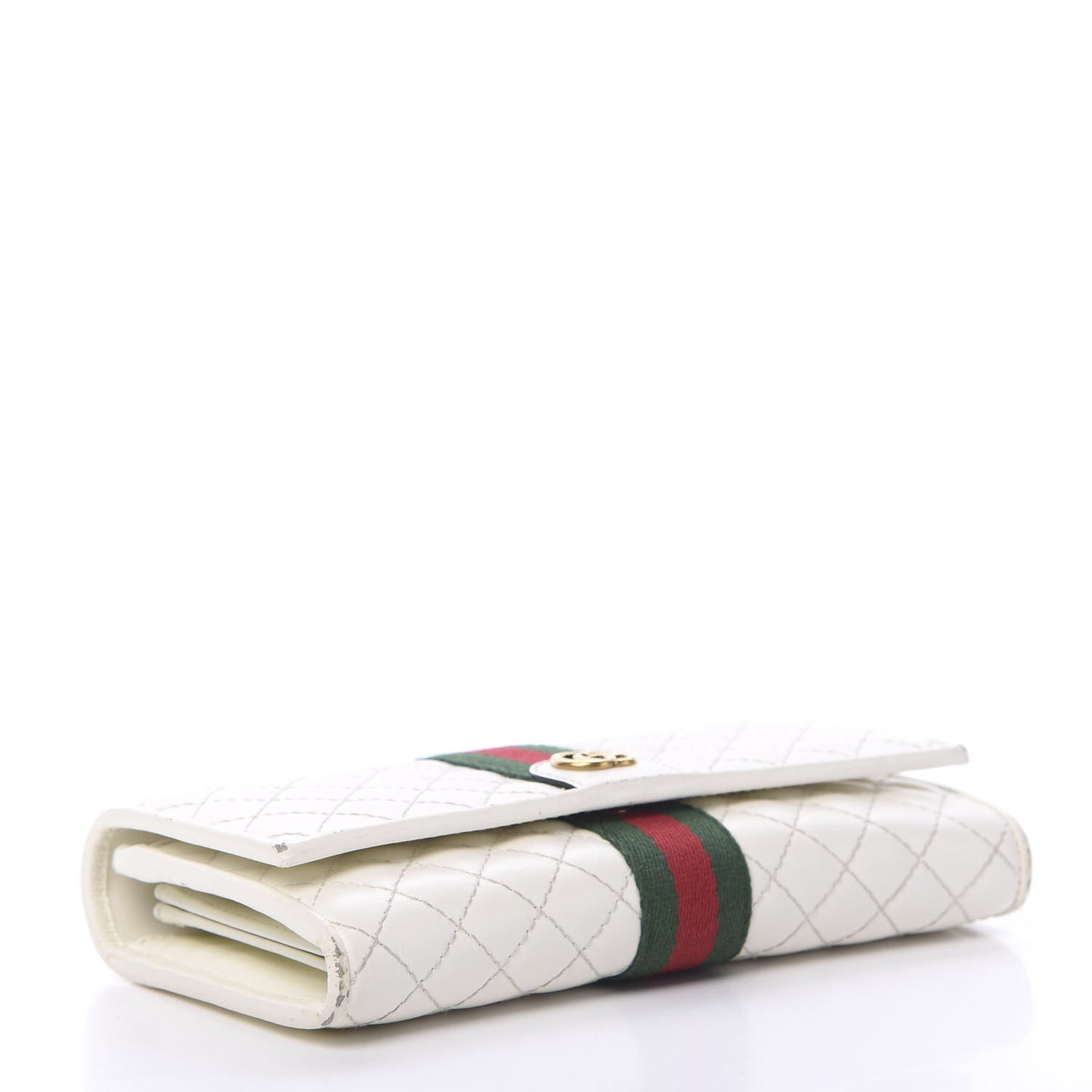 Calfskin Web Trapuntata GG Continental Wallet Off White