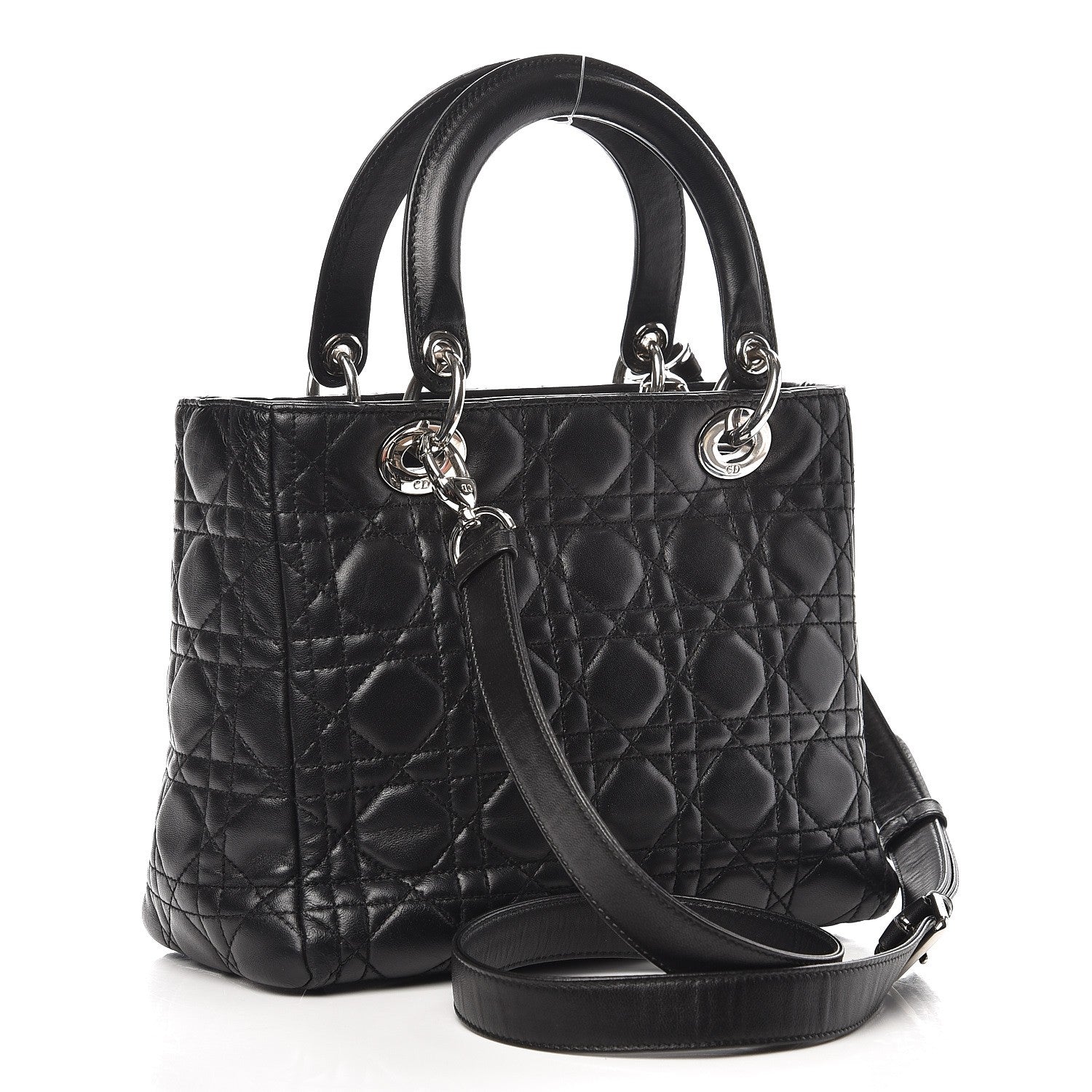 Christian Dior Lambskin Cannage Medium Lady Dior Black 3 of 7