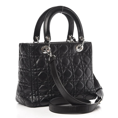 Christian Dior Lambskin Cannage Medium Lady Dior Black 3 of 7