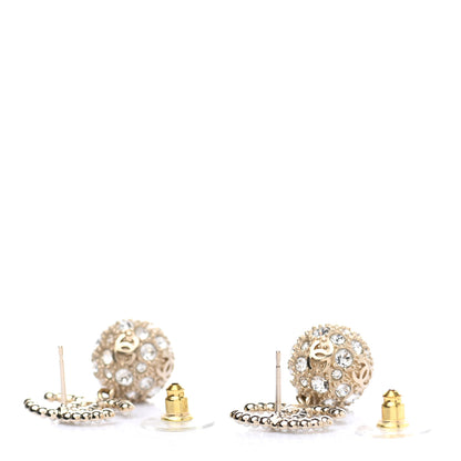 Chanel Crystal Pearl CC Drop Earrings Gold Pearly White 3 of 5