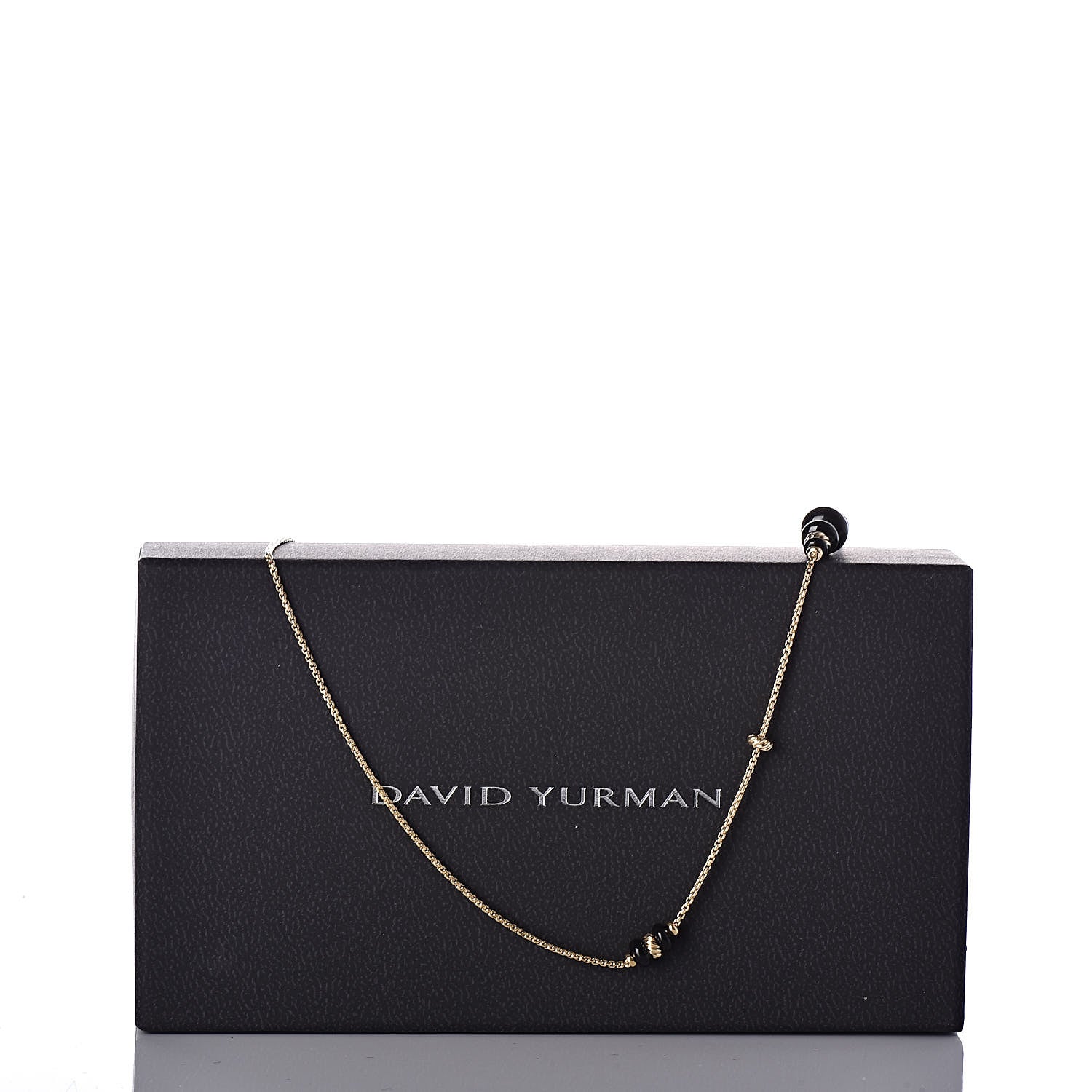 David Yurman 18K Yellow Gold Black Onyx Rio Rondelle Long Station Necklace 5 of 5