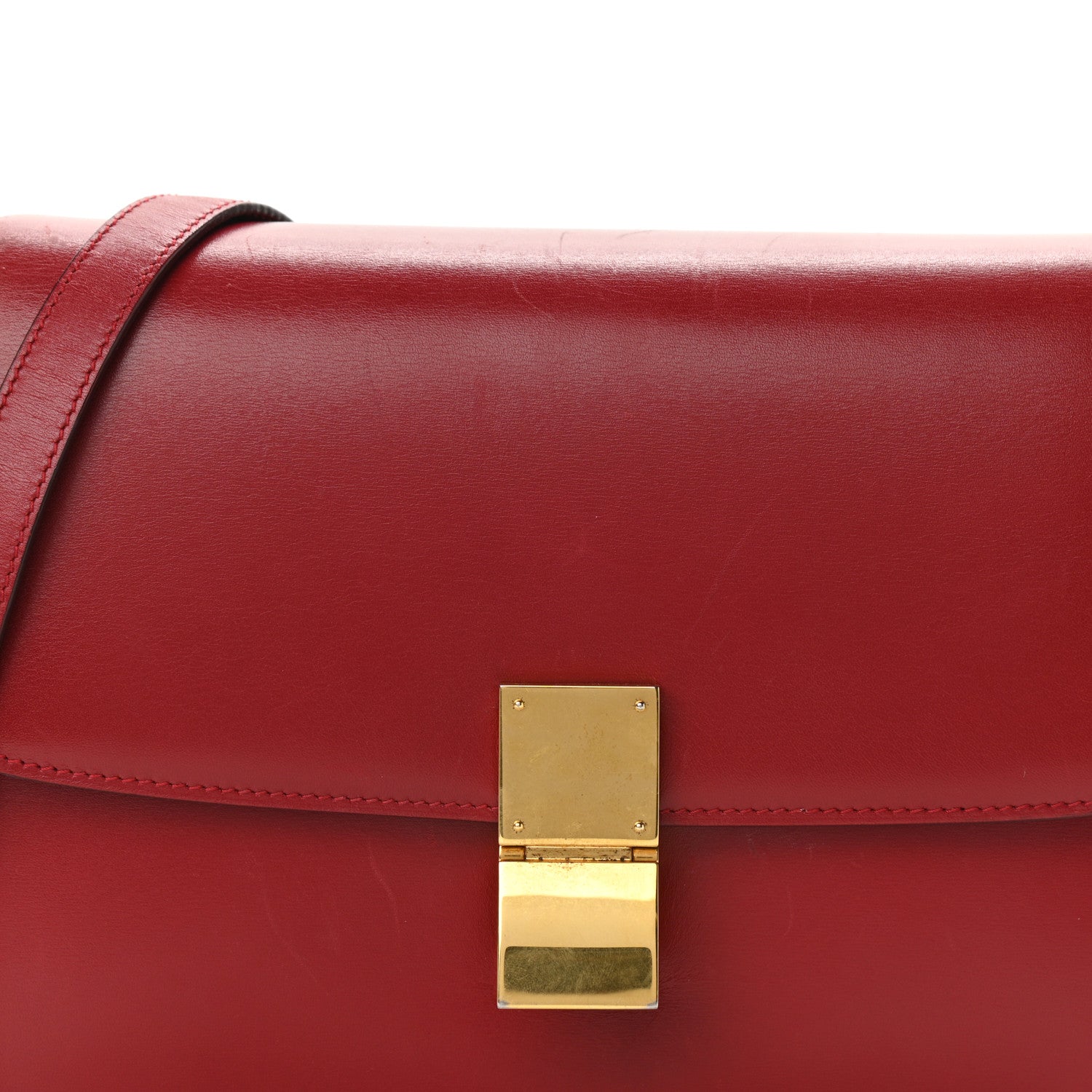 Celine Box Calfskin Medium Classic Box Flap Bag Red 8 of 11