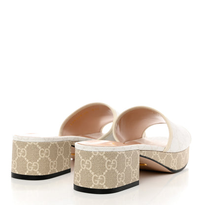 Gucci GG Supreme Monogram Malaga Kid Platform Mule Sandals 40 White Mystic White 4 of 9