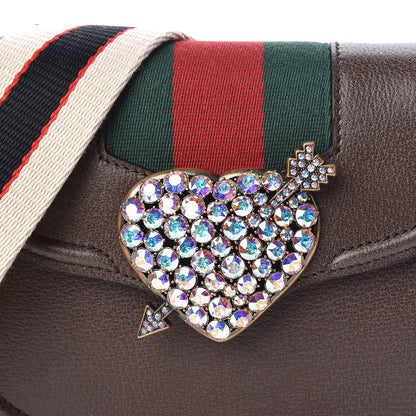 Gucci Textured Calfskin Web Crystal Heart Stripe Small Totem Shoulder Bag New Acero 10 of 10