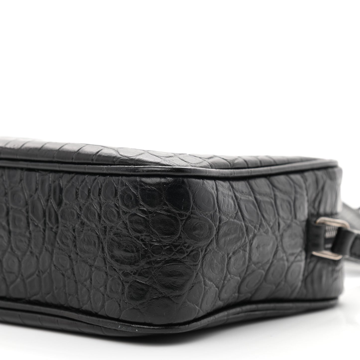 Calfskin Crocodile Embossed Monogram Lou Camera Bag Black