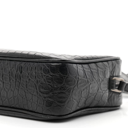 Saint Laurent Calfskin Crocodile Embossed Monogram Lou Camera Bag Black 10 of 10