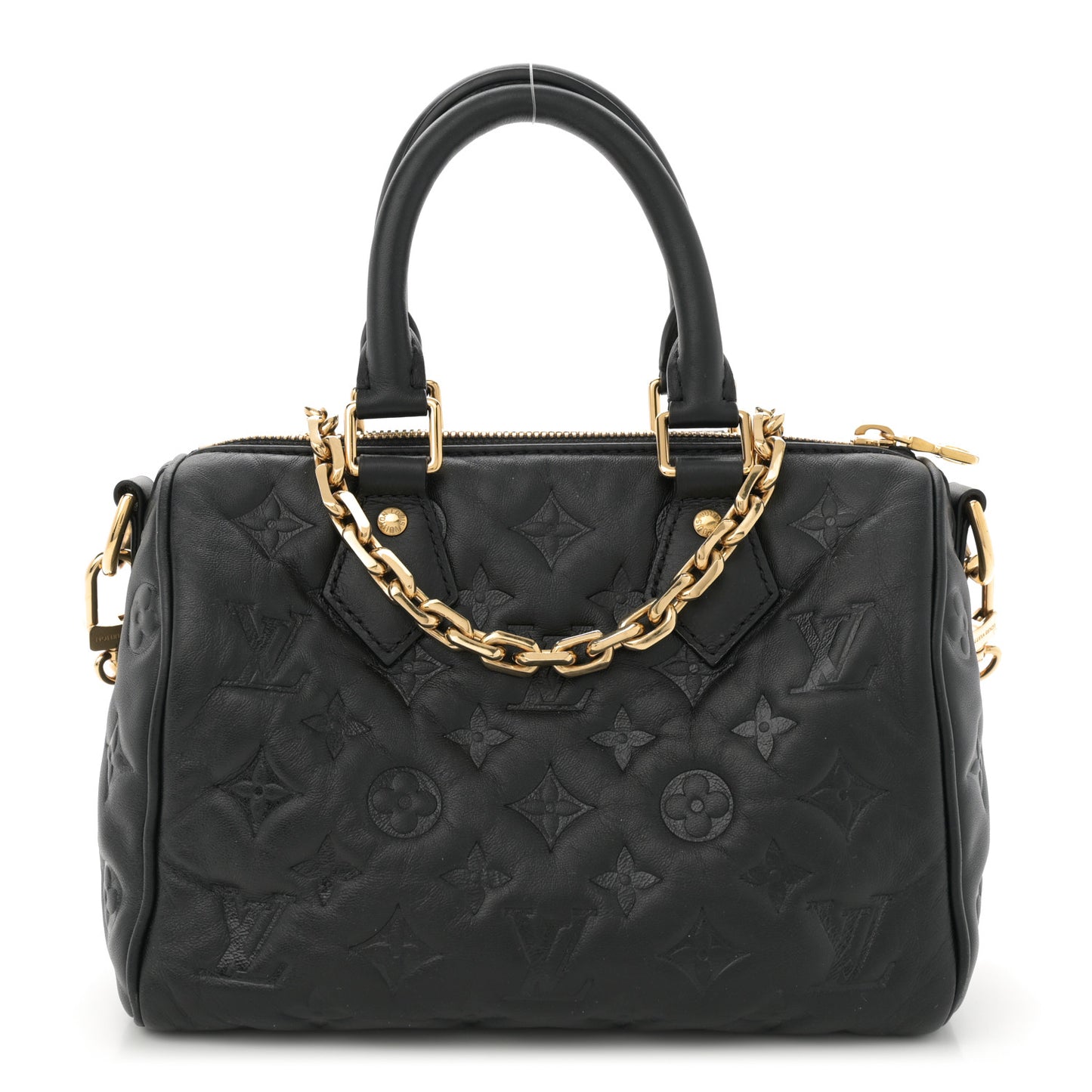 Lambskin Embossed Monogram Speedy 22 Bandouliere Black