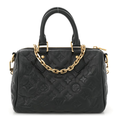 Louis Vuitton Lambskin Embossed Monogram Speedy 22 Bandouliere Black 1 of 11